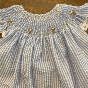 Smocked seersucker Girls Dress